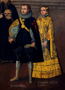 Martín de Loyolas äktenskap med Doña Beatriz Ñusta och Don Juan Borjas äktenskap med Lorenza Ñusta (Enríquez y Loyola). av Cuzco School