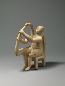 Harpspelare som sitter i marmor, 2800-2700 f.Kr. (marmor) av Cycladic Cycladic