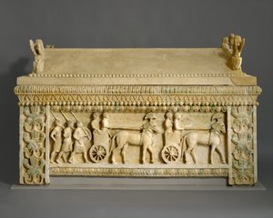 Kalkstenssarkofag: Amathus-sarkofagen, c.460 f.Kr. (hård kalksten)