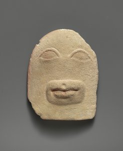 Limestone votive relief av ögon och en mun (kalksten) av Cypriot School