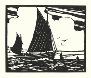 Fiskebåtar och pråmar: Deal Lugger (träsnitt)
