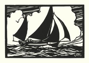 Fiskebåtar och pråmar: Falmouth Quay Punt (träsnitt)