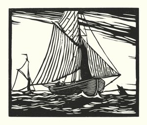 Fiskebåtar och pråmar: Fiskebåt, tidigt 1800-tal (träsnitt)