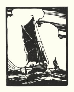 Fiskebåtar och pråmar: Leigh Bawley (träsnitt) av Cyril A. Wilkinson