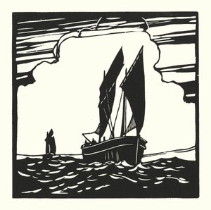 Fiskebåtar och pråmar: Mounts Bay Drifter (träsnitt)