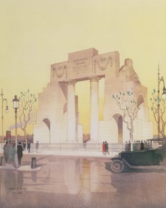 Mercantile Marine Monument, byggt av Edwin Landseer Lutyens (1869-1944) (akvarell på papper) av Cyril Farey