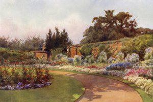 En årlig gräns, prinsessan Charlottes trädgård, Claremont (färg litho)