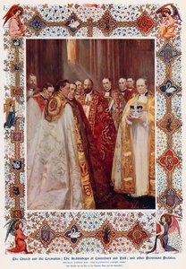 Ärkebiskoparna av Canterbury och York och andra framstående prelater (färg litho) av Cyrus (after) Cuneo