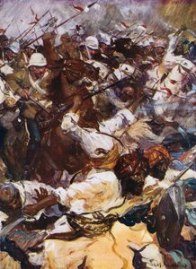 Charge of the Lancers at Kandahar (färg litho) av Cyrus Cuneo