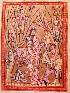 Jesus triumferande intåg i Jerusalem (miniatyr, ca 1085) av Czech School