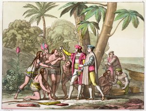 Christopher Columbus med indianer, 1492-1503 c1820-1839 av DK Bonatti