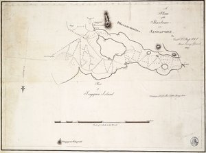 En plan över hamnen i närheten av Singapore av kapten D.l. Ross, FRS Marine Surveyor General av D. I. Ross