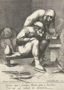 Rökande man, med en kvinna bakom sig av D. van den Bremden
