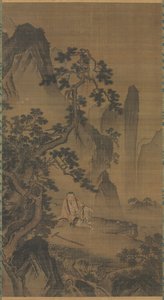 Eremiten Xu Du vilar vid en ström, 1400-talet.