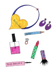 Jewellery  Make-Up, 2017 (tuschpenna på papper) av Daisy de Villeneuve