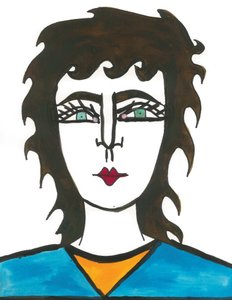 Mullet Hair, 2024 (penna med färg på papper)