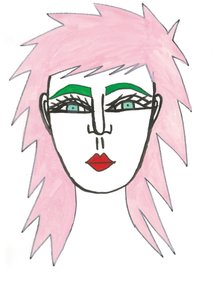 Shaggy Pink Hair, 2024 (penna med färg på papper)