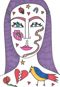 Tatuering ansikte (filtspets på papper) av Daisy de Villeneuve
