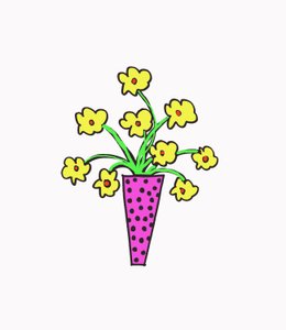 Vas med blommor (penna på papper  Photoshop) av Daisy de Villeneuve