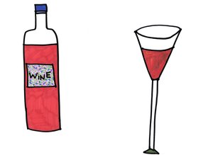 Vin  Glas (tuschpenna på papper)