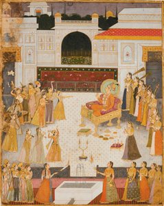 En kvällsföreställning för Maharaja Abhai Singh av Dalchand