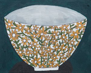 Skål med livfulla blommor