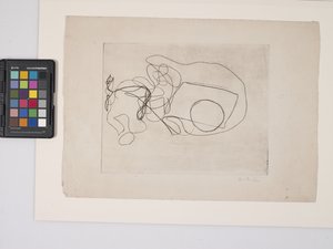Utan titel, ca 1938 (gravyr på benvitt vävt papper) av Dalla Husband