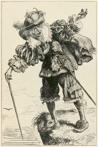 Ateist som skrattar åt kristen och hoppfull från The Pilgrims Progress From This World, To That What Is To Come av John Bunyan (1628-1688) illustration av Thomas Dalziel (1823-1906)