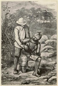 Christian and Faithful går med i sällskap från The Pilgrims Progress From This World, To That What Is To Come av John Bunyan (1628-1688) illustration av Thomas Dalziel (1823-1906) Faithful hjälper till att driva på