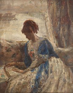 Contre-jour - Kvinna som sitter vid ett fönster (recto)