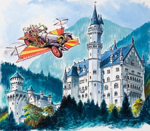 Chitty Chitty Bang Bang passerar Neushwanstein i de bayerska Alperna av Dan Escott