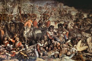 The Meeting of Wellington and Blucher after Waterloo (väggmålning) (detalj av 200144) av Daniel Maclise
