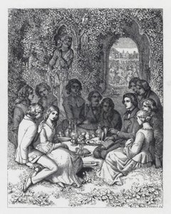 Illustration till Tennysons dikt, The Princess (gravyr) av Daniel (after) Maclise