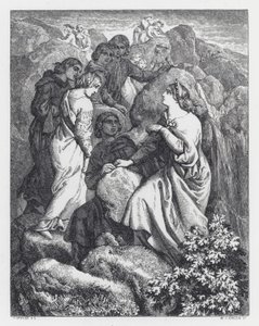 Illustration till Tennysons dikt, Prinsessan (gravyr) av Daniel (after) Maclise