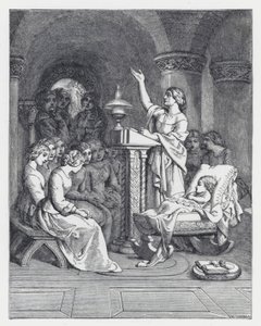Illustration till Tennysons dikt, Prinsessan (gravyr) av Daniel (after) Maclise