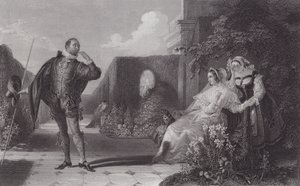 Malvolio, tolfte natten (gravyr) av Daniel (after) Maclise