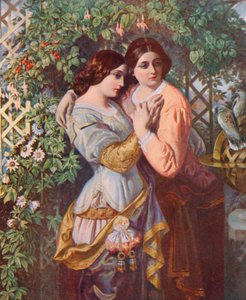 Shakespeare: Celia och Rosalind, As You Like It, Akt I, Scene 3 (färg litho)