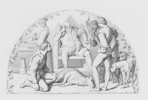 Shakespeare, Rättvisan (gravyr) av Daniel (after) Maclise