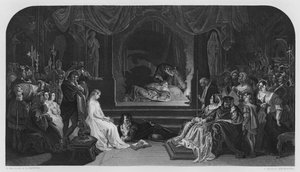 The Play Scene, Hamlet, från bilden i Vernon Gallery (gravyr)