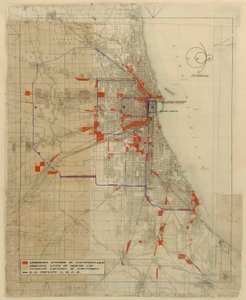 Plan för Chicago, Chicago, Illinois, Järnvägskretsdiagram, 1909.