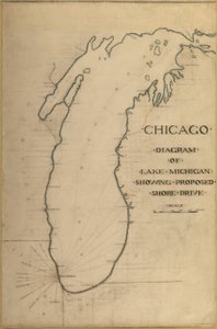 Platta 35 från Plan of Chicago 1909: Chicago, and Diagram of Lake Michigan. Föreslagen väg... av Daniel Burnham