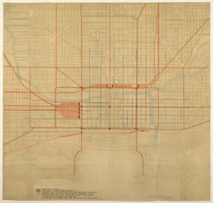 Plåt 80 från The Plan of Chicago, 1909: Chicago. Diagram över stadskärnan, som visar den föreslagna...