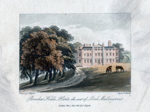 Brocket Hall, Herts, säte för Lord Melbourne, 1817.