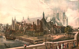 Westminster Hall and Abbey, c1819. Efter J.Gendall