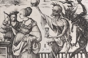 Döden och djävulen överraskar två kvinnor, ca. 1515.