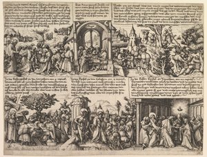 Olika scener, från evangelierna och från Acta Apostolorum, ca. 1530. av Daniel Hopfer