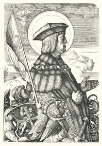 Maximilian I, den helige romerske kejsaren, som St George