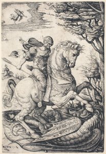 Saint George till häst som dräper draken