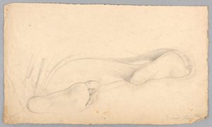 Teckning, undersidan av ett par fötter, 1840 av Daniel Huntington