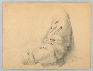 Ritning, Draperistudie av livstycke, 1 december 1845 av Daniel Huntington